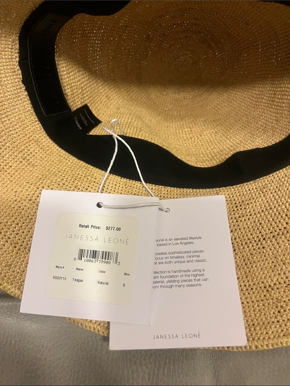 NWT - Janessa Leone Teagan bucket hat NATURAL, Sz Small - Picture 2 of 8